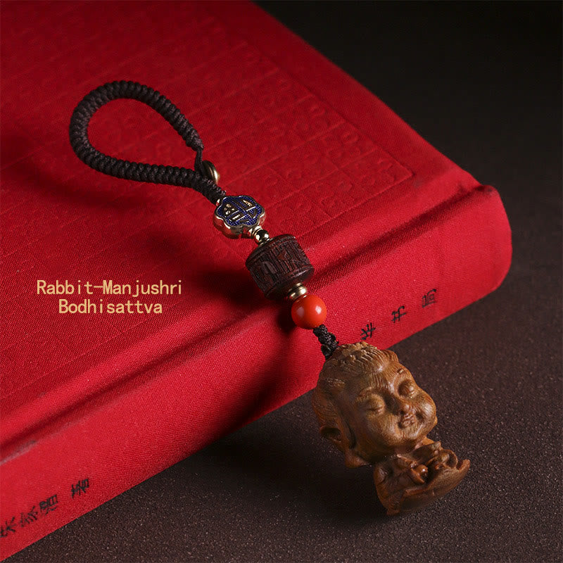 Chinese Zodiac Green Sandalwood Protection Key Chain