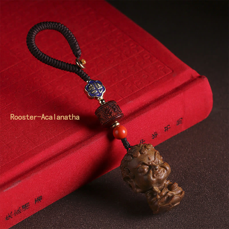 Chinese Zodiac Green Sandalwood Protection Key Chain