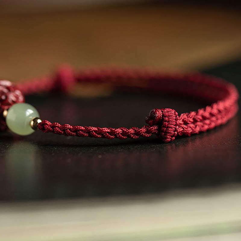 Chinese Zodiac Jade Fu Luck Rope Bracelet