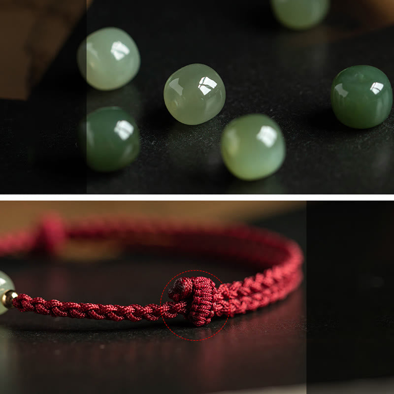 Chinese Zodiac Jade Fu Luck Rope Bracelet