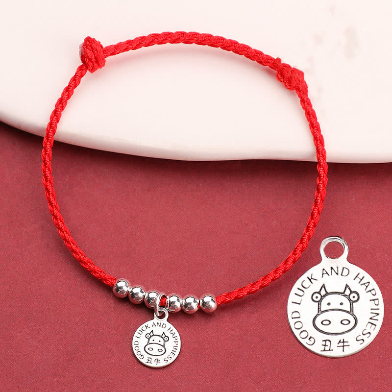 Chinese Zodiac Kid Protection Bracelet | Sterling Silver & Red String