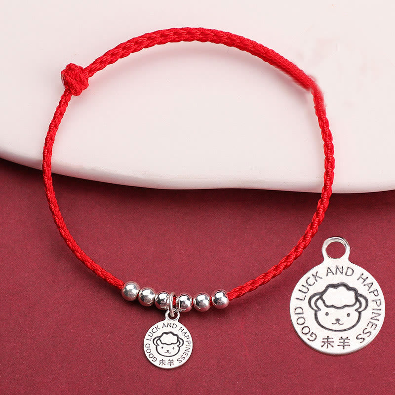 Chinese Zodiac Kid Protection Bracelet | Sterling Silver & Red String