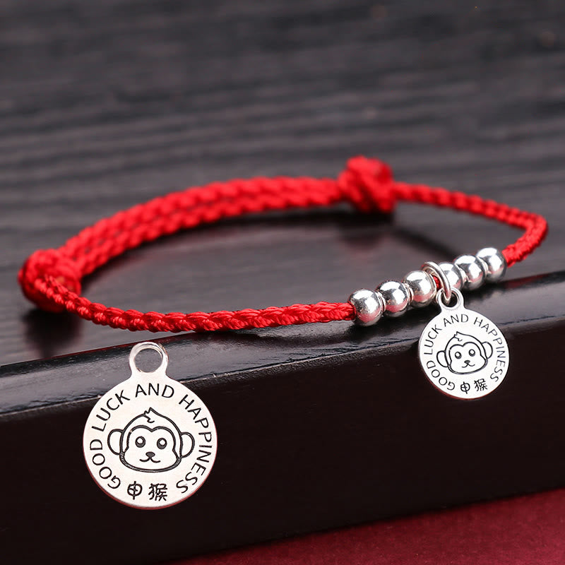 Chinese Zodiac Kid Protection Bracelet | Sterling Silver & Red String