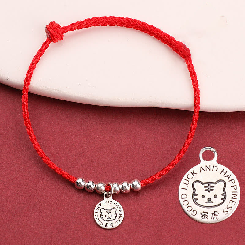 Chinese Zodiac Kid Protection Bracelet | Sterling Silver & Red String