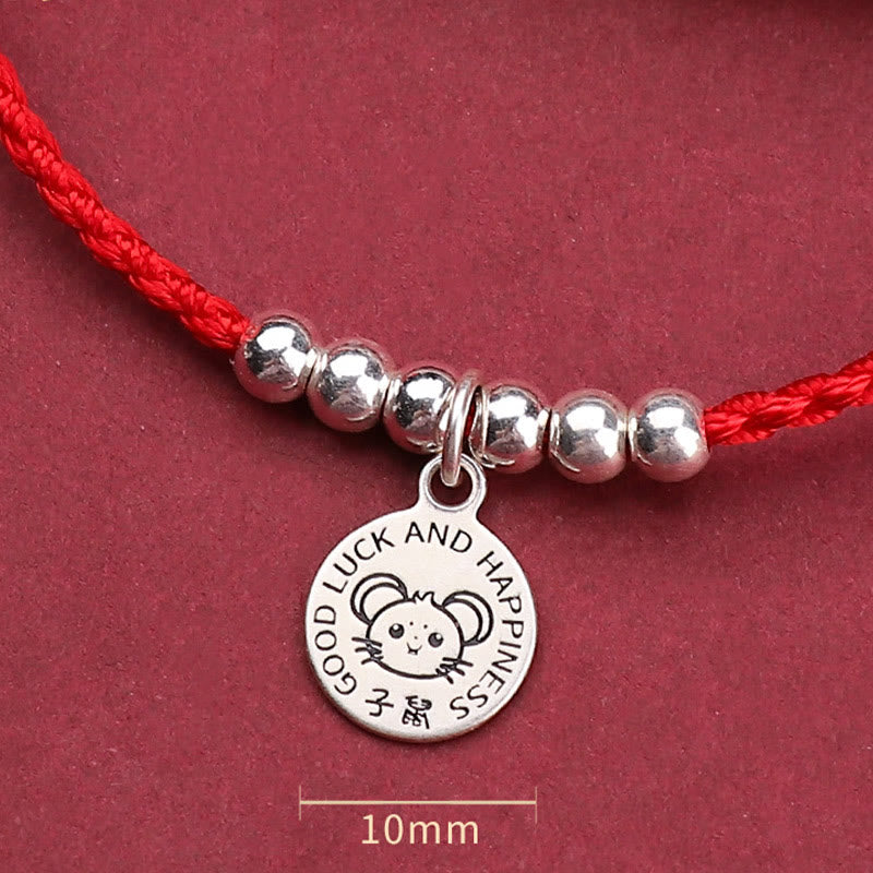 Chinese Zodiac Kid Protection Bracelet | Sterling Silver & Red String