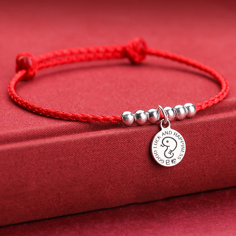 Chinese Zodiac Kid Protection Bracelet | Sterling Silver & Red String
