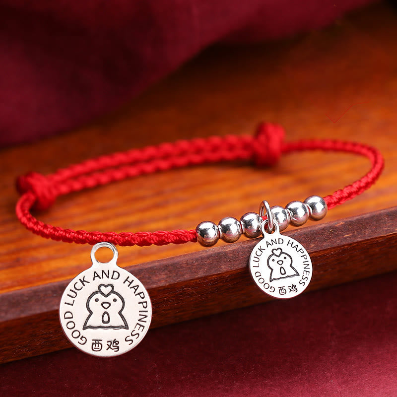 Chinese Zodiac Kid Protection Bracelet | Sterling Silver & Red String