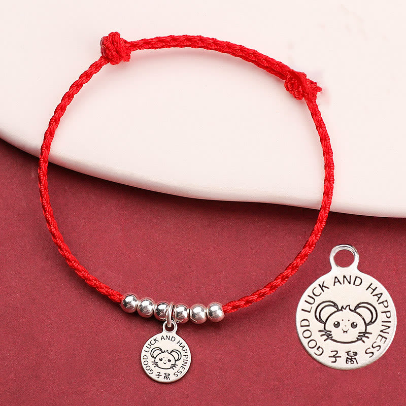 Chinese Zodiac Kid Protection Bracelet | Sterling Silver & Red String