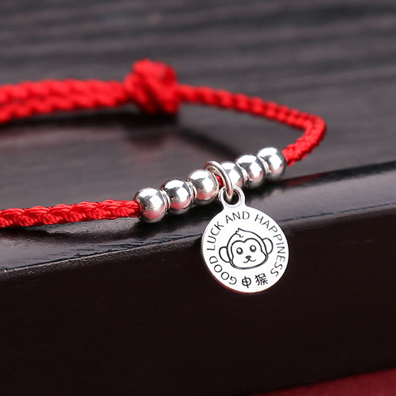 Chinese Zodiac Kid Protection Bracelet | Sterling Silver & Red String