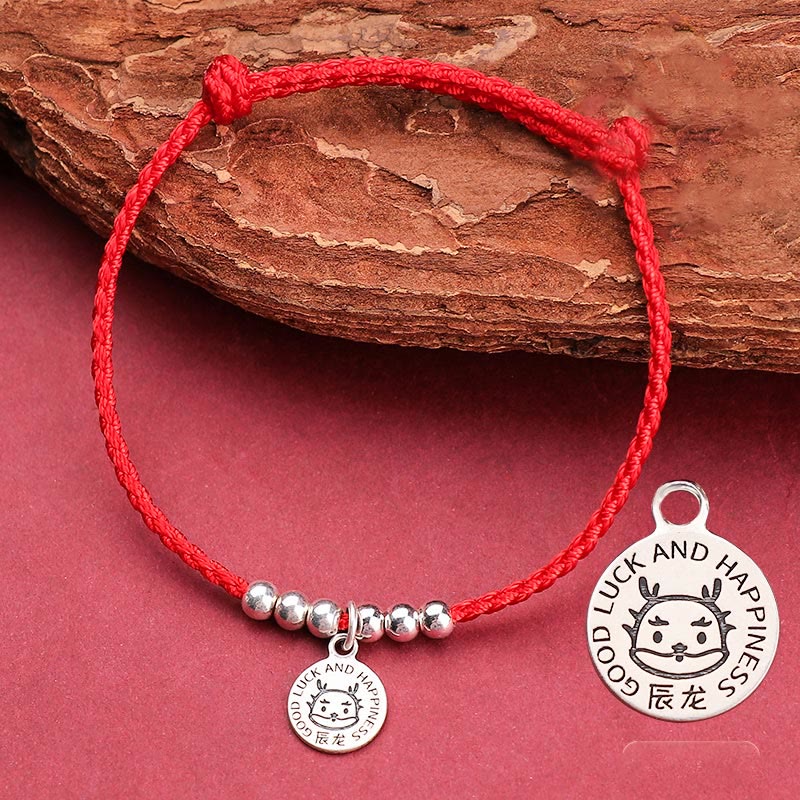 Chinese Zodiac Kid Protection Bracelet | Sterling Silver & Red String