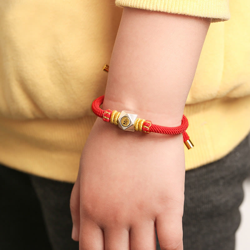 Chinese Zodiac Kids Bracelet | 999 Silver Red Rope Luck Strength