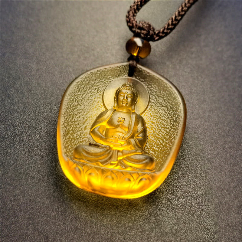 Chinese Zodiac Liuli Crystal Compassion Necklace Pendant