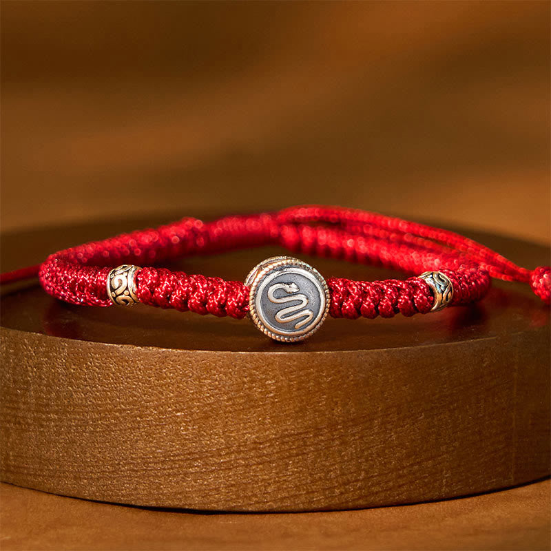 Chinese Zodiac Red String Bracelet in Sterling Silver