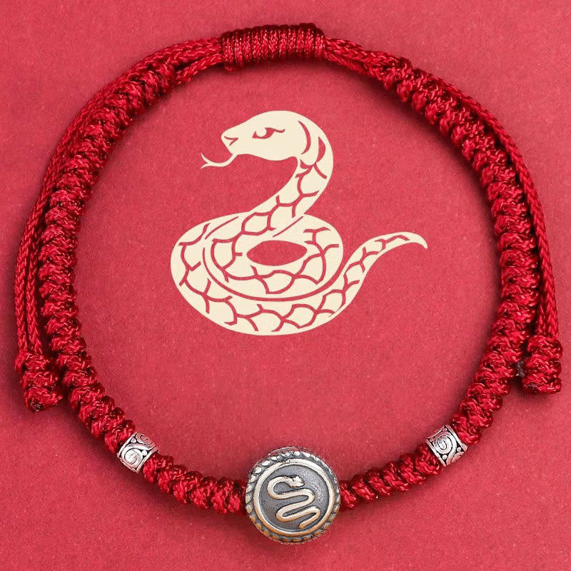 Chinese Zodiac Red String Bracelet in Sterling Silver