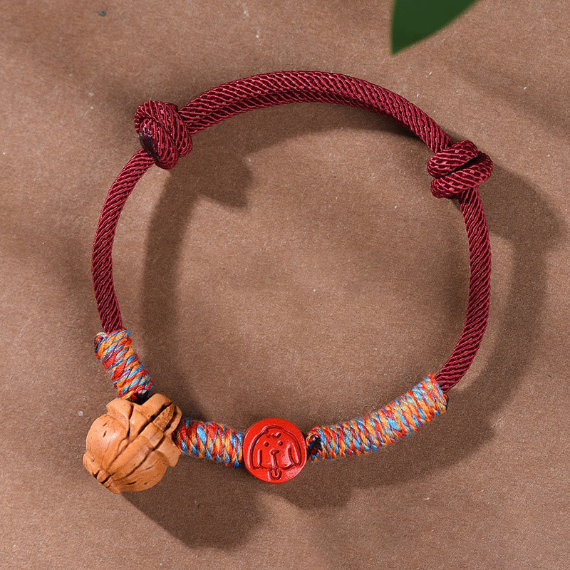 Chinese Zodiac Red String Peach Pit Cinnabar Luck Bracelet