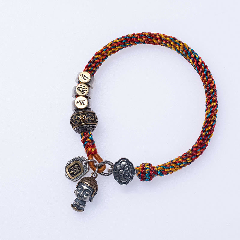 Chinese Zodiac Silver Rope Bracelet for Wealth & Protection