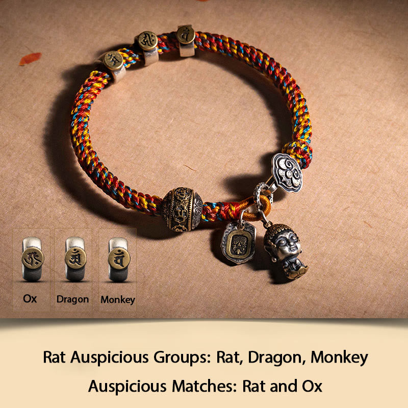 Chinese Zodiac Silver Rope Bracelet for Wealth & Protection