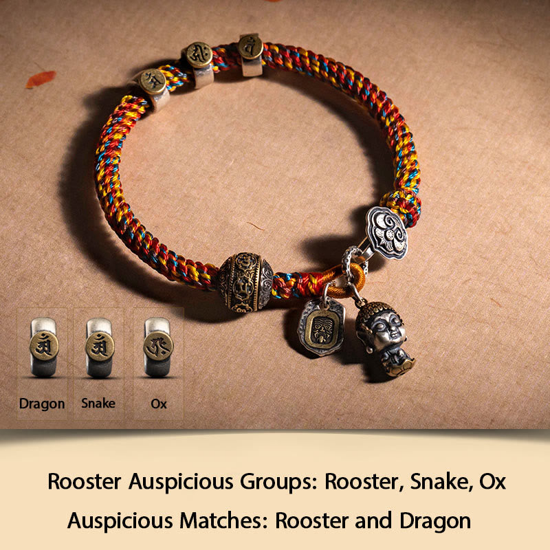 Chinese Zodiac Silver Rope Bracelet for Wealth & Protection