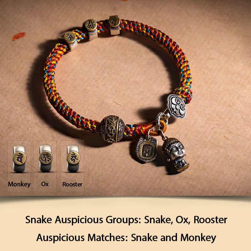 Chinese Zodiac Silver Rope Bracelet for Wealth & Protection