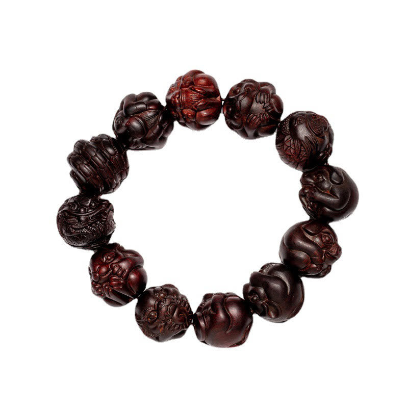 Chinese Zodiac Small Leaf Red Sandalwood Protection Bracelet