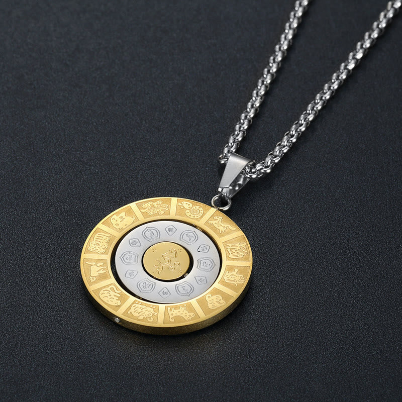 Chinese Zodiac Yin Yang Necklace | Rotatable Bagua Pendant