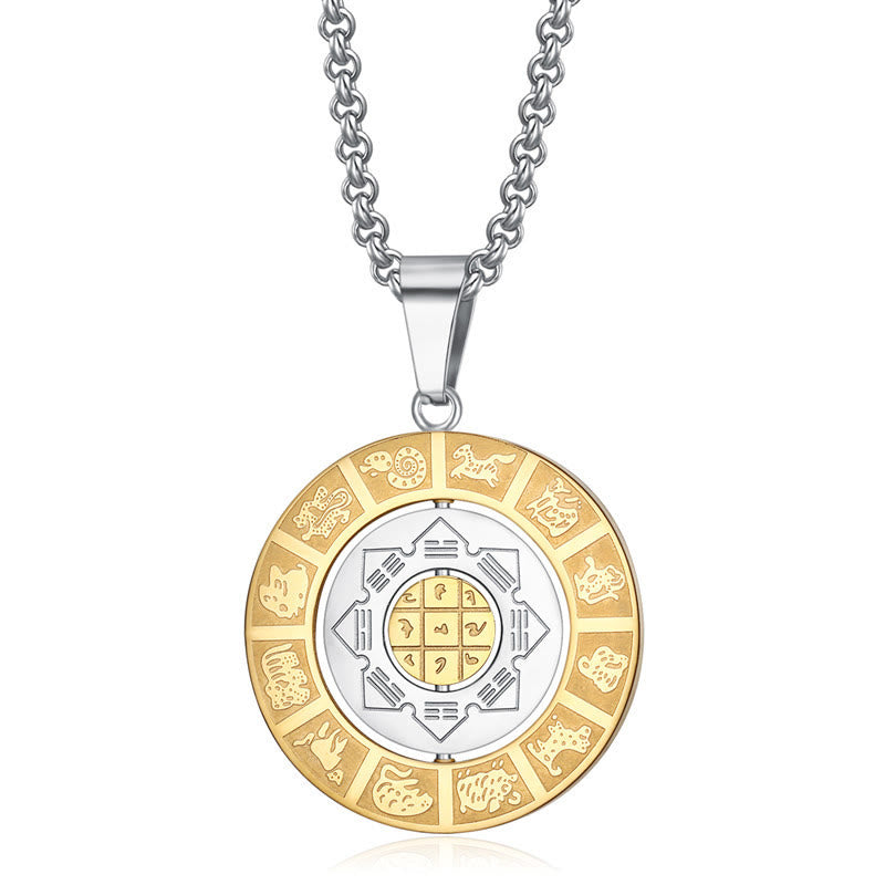 Chinese Zodiac Yin Yang Necklace | Rotatable Bagua Pendant