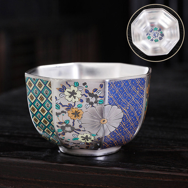 Chrysanthemum Ceramic Teacup for Zen Decor | 165ml & 100ml