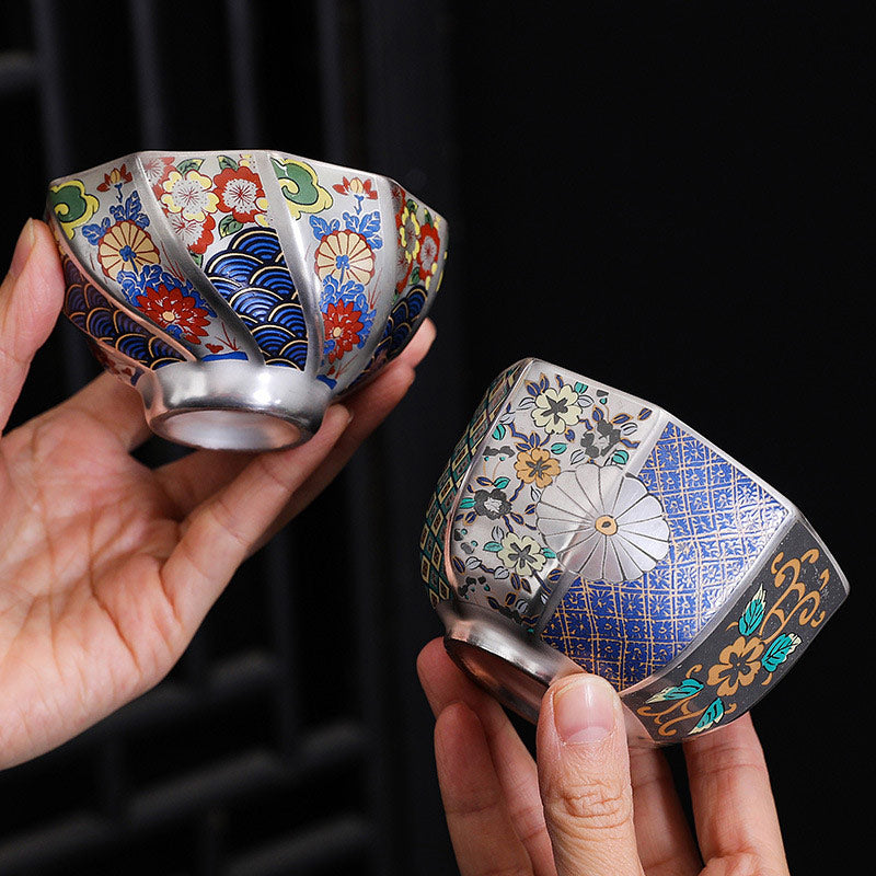 Chrysanthemum Ceramic Teacup for Zen Decor | 165ml & 100ml