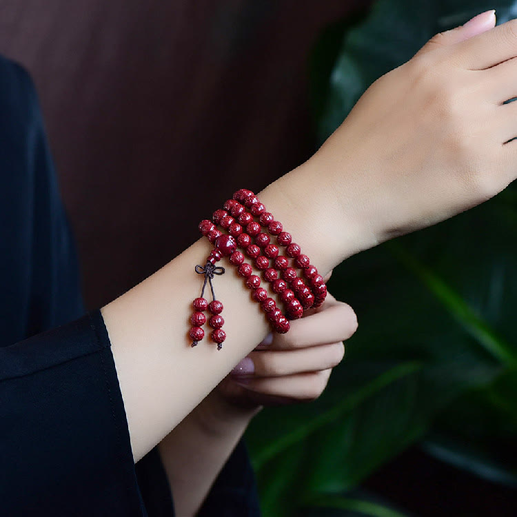 Cinnabar 108 Mala Beads Meditation Blessing Bracelet