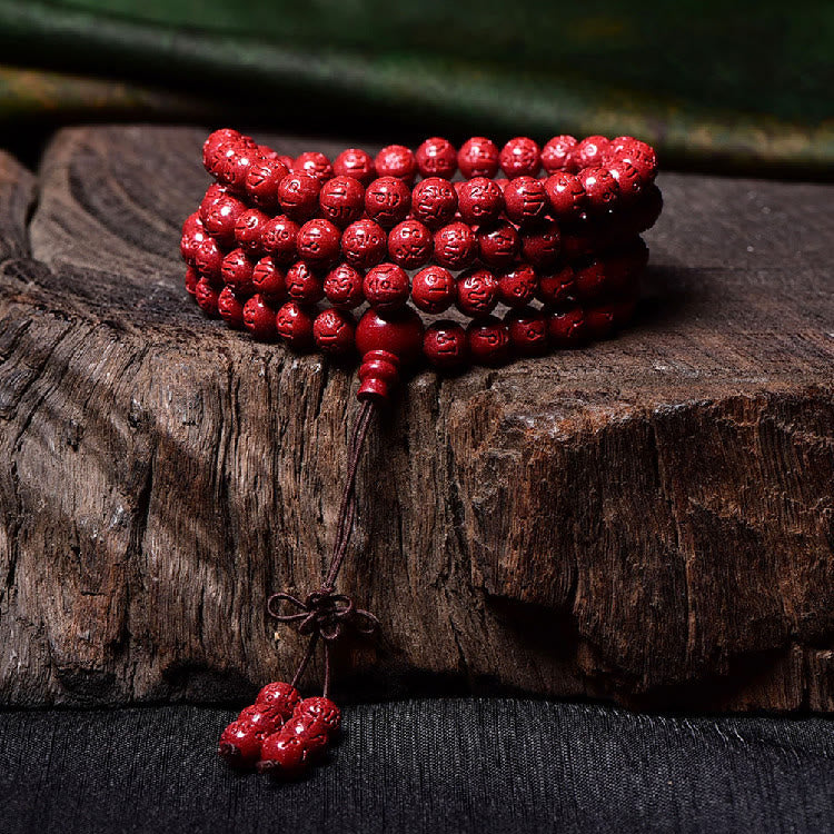 Cinnabar 108 Mala Beads Meditation Blessing Bracelet