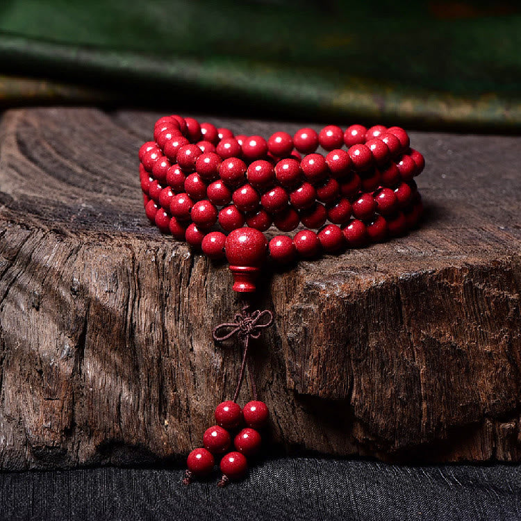 Cinnabar 108 Mala Beads Meditation Blessing Bracelet