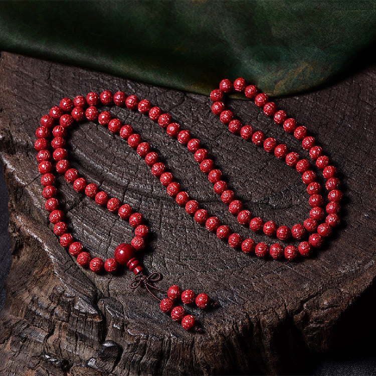 Cinnabar 108 Mala Beads Meditation Blessing Bracelet