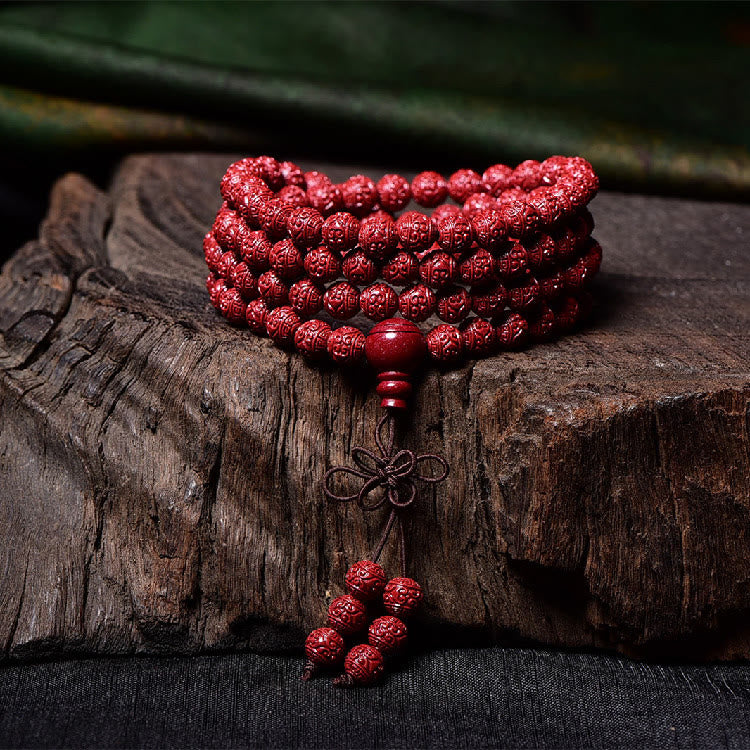 Cinnabar 108 Mala Beads Meditation Blessing Bracelet