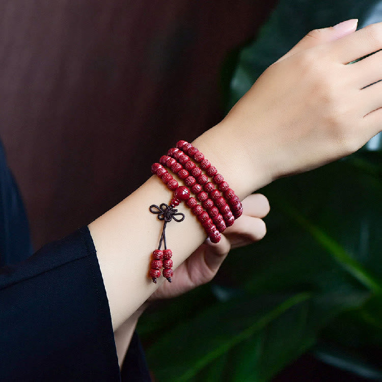 Cinnabar 108 Mala Beads Meditation Blessing Bracelet
