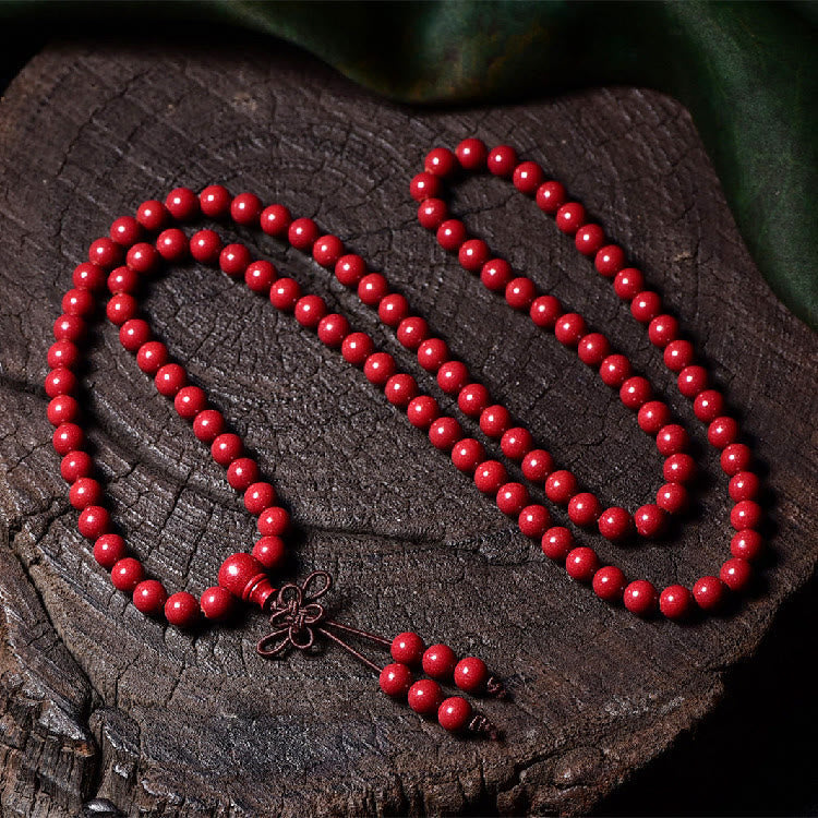 Cinnabar 108 Mala Beads Meditation Blessing Bracelet