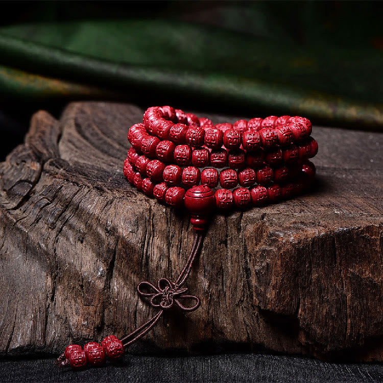 Cinnabar 108 Mala Beads Meditation Blessing Bracelet