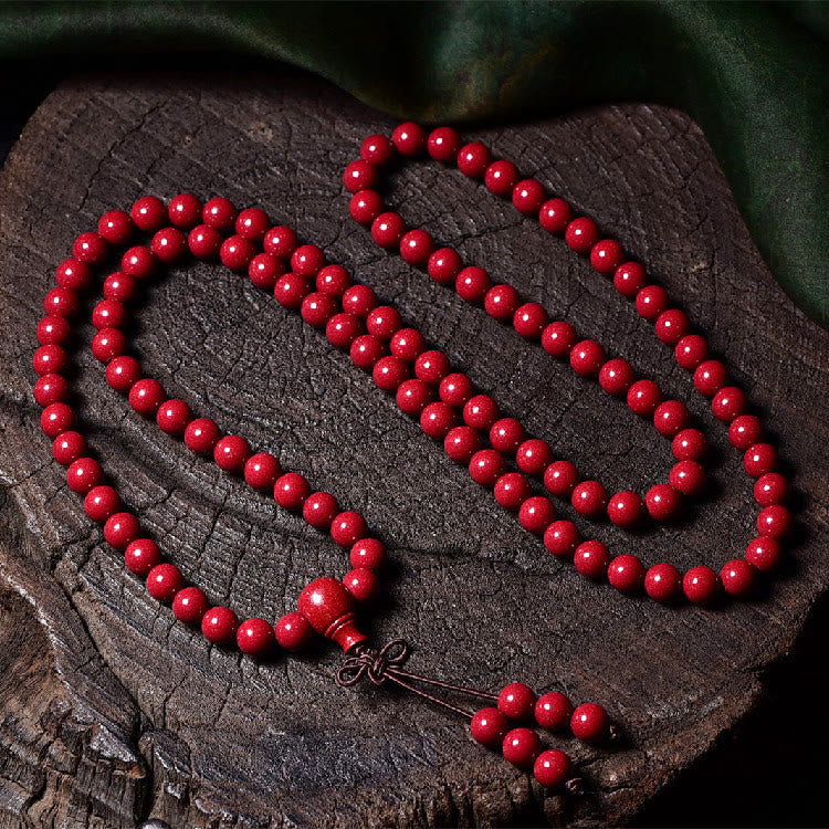 Cinnabar 108 Mala Beads Meditation Blessing Bracelet