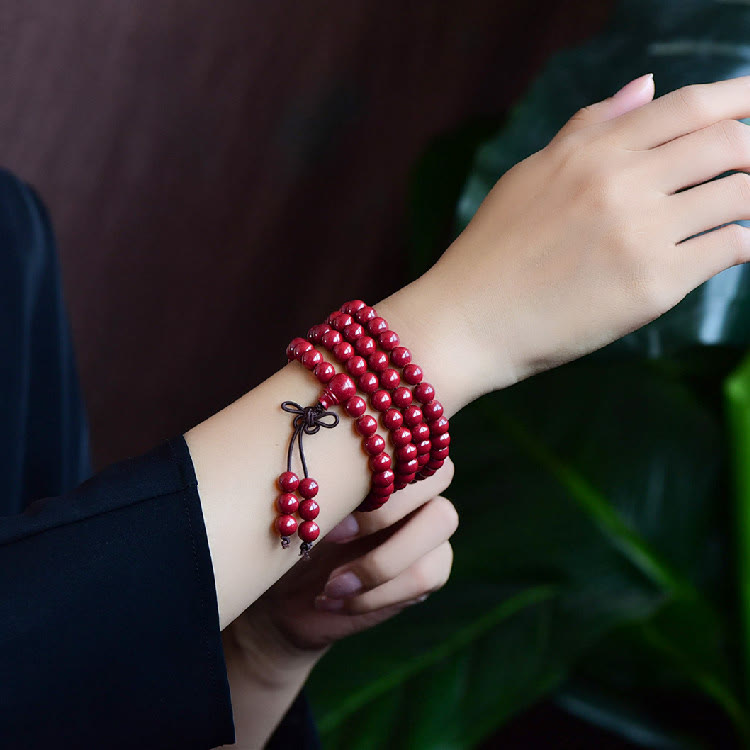 Cinnabar 108 Mala Beads Meditation Blessing Bracelet
