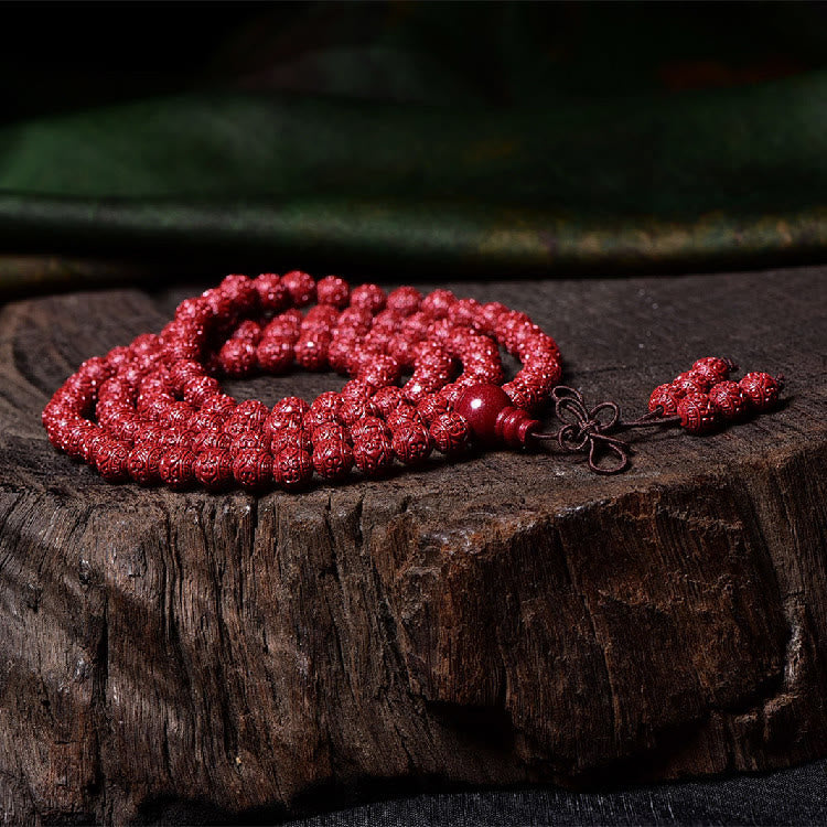 Cinnabar 108 Mala Beads Meditation Blessing Bracelet