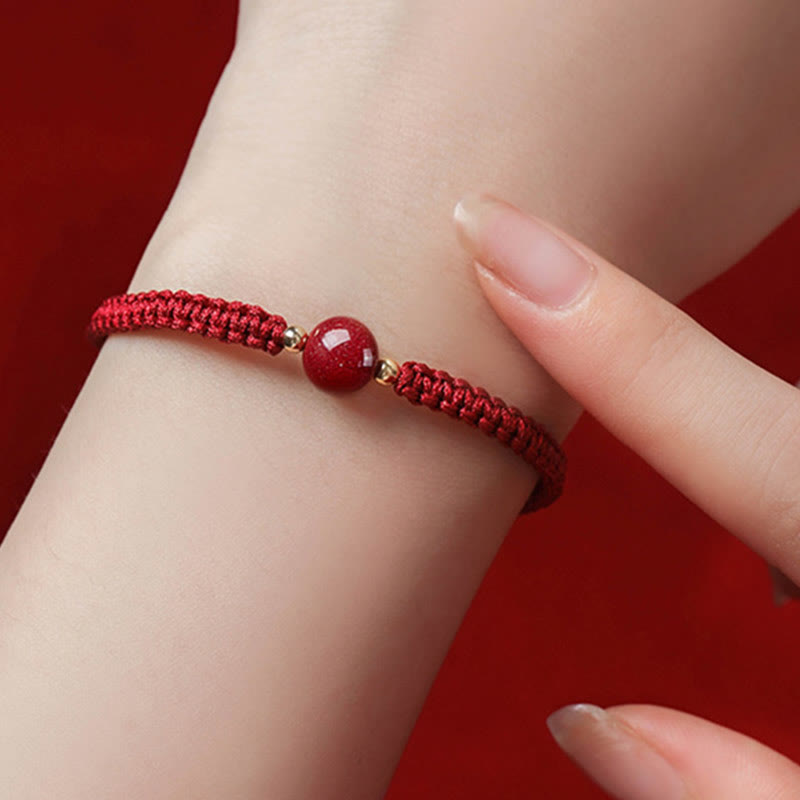 Cinnabar Blessing Bracelet with 8mm Beads & Red String