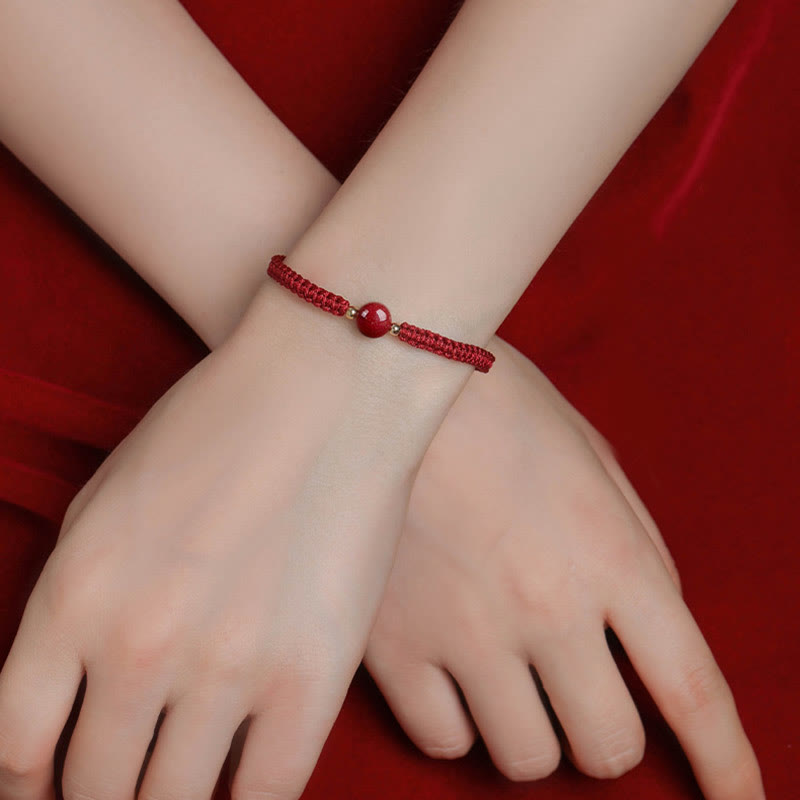 Cinnabar Blessing Bracelet with 8mm Beads & Red String
