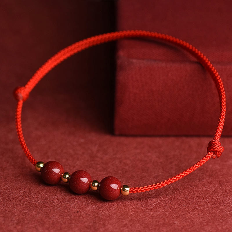 Cinnabar Bracelet and Anklet with Lucky Blessed String