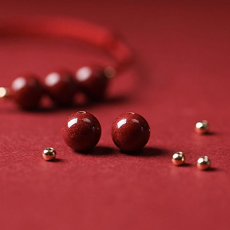 Cinnabar Bracelet and Anklet with Lucky Blessed String