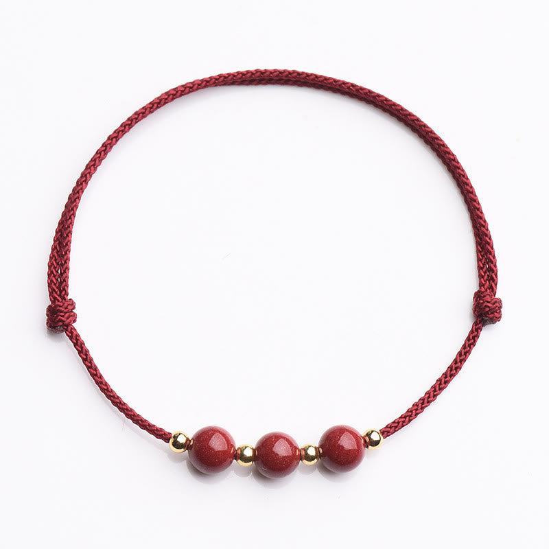 Cinnabar Bracelet and Anklet with Lucky Blessed String
