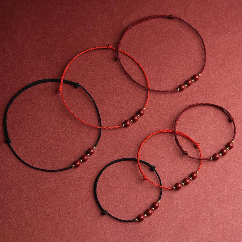 Cinnabar Bracelet and Anklet with Lucky Blessed String