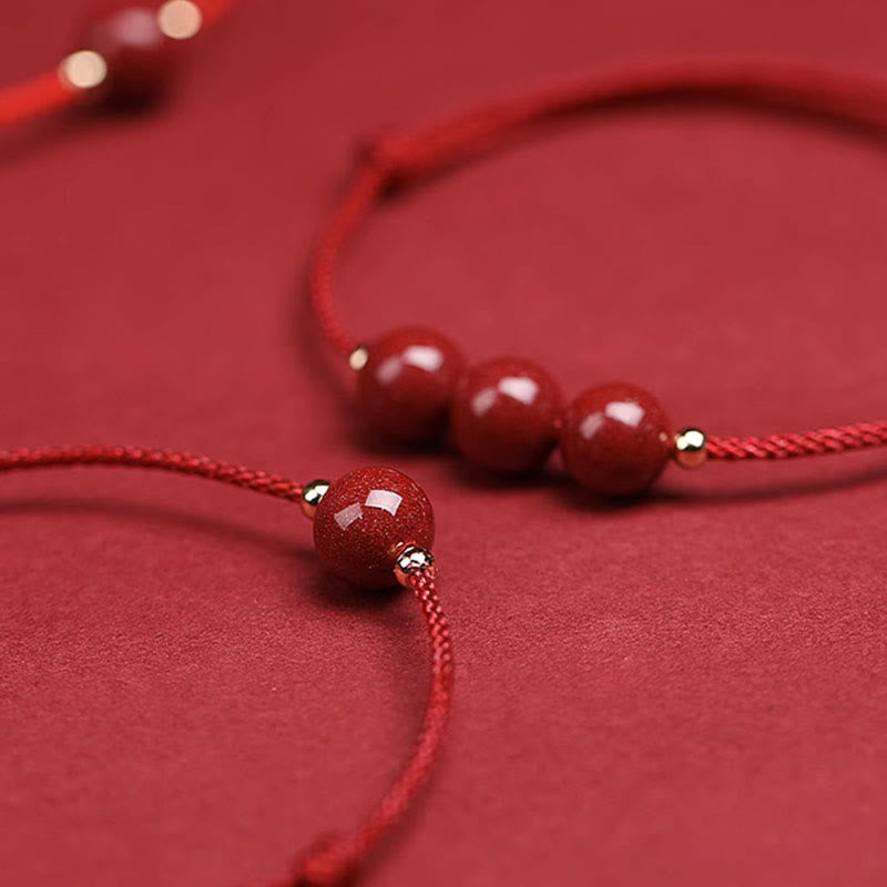 Cinnabar Bracelet and Anklet with Lucky Blessed String