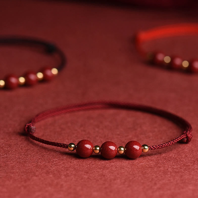 Cinnabar Bracelet and Anklet with Lucky Blessed String