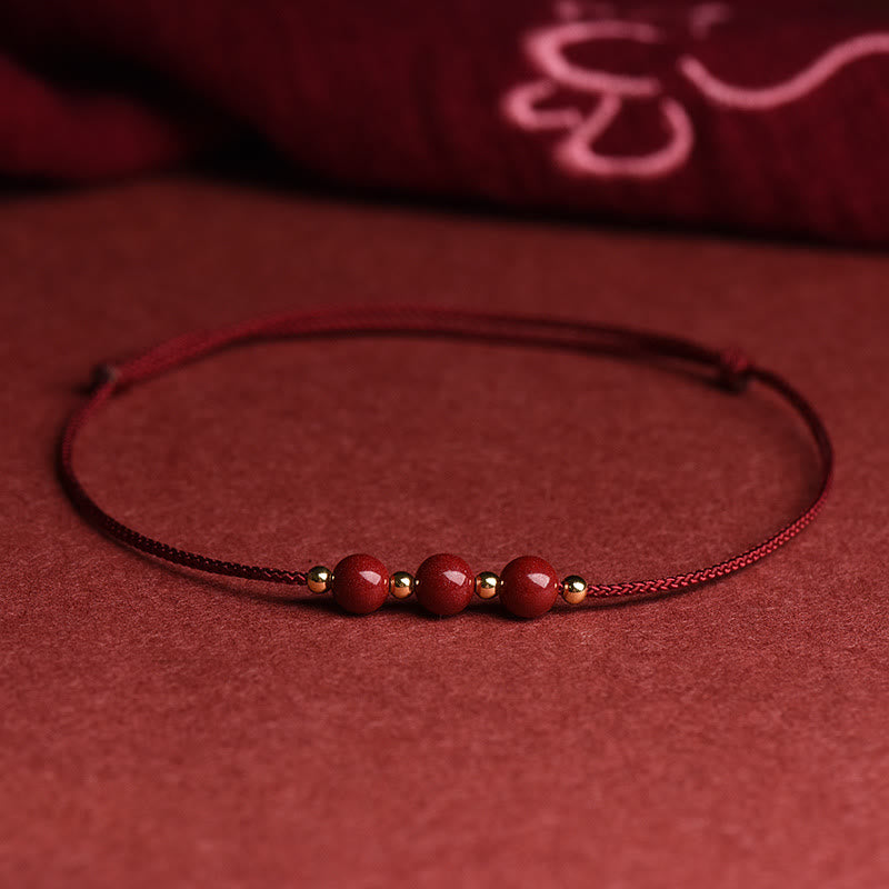 Cinnabar Bracelet and Anklet with Lucky Blessed String