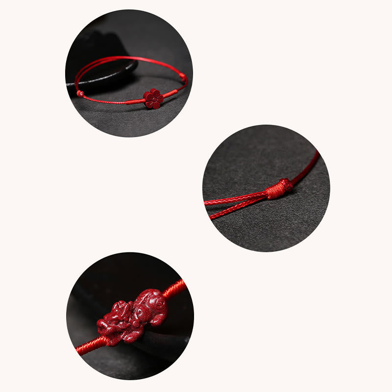 Cinnabar Bracelet with Pixiu for Luck & Protection