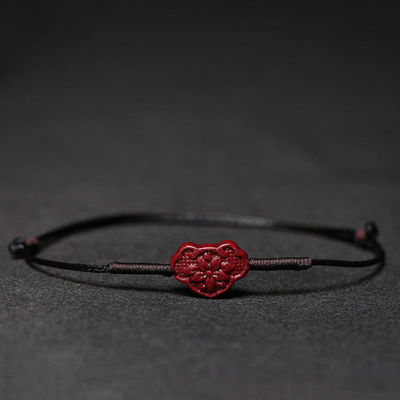 Cinnabar Bracelet with Pixiu for Luck & Protection